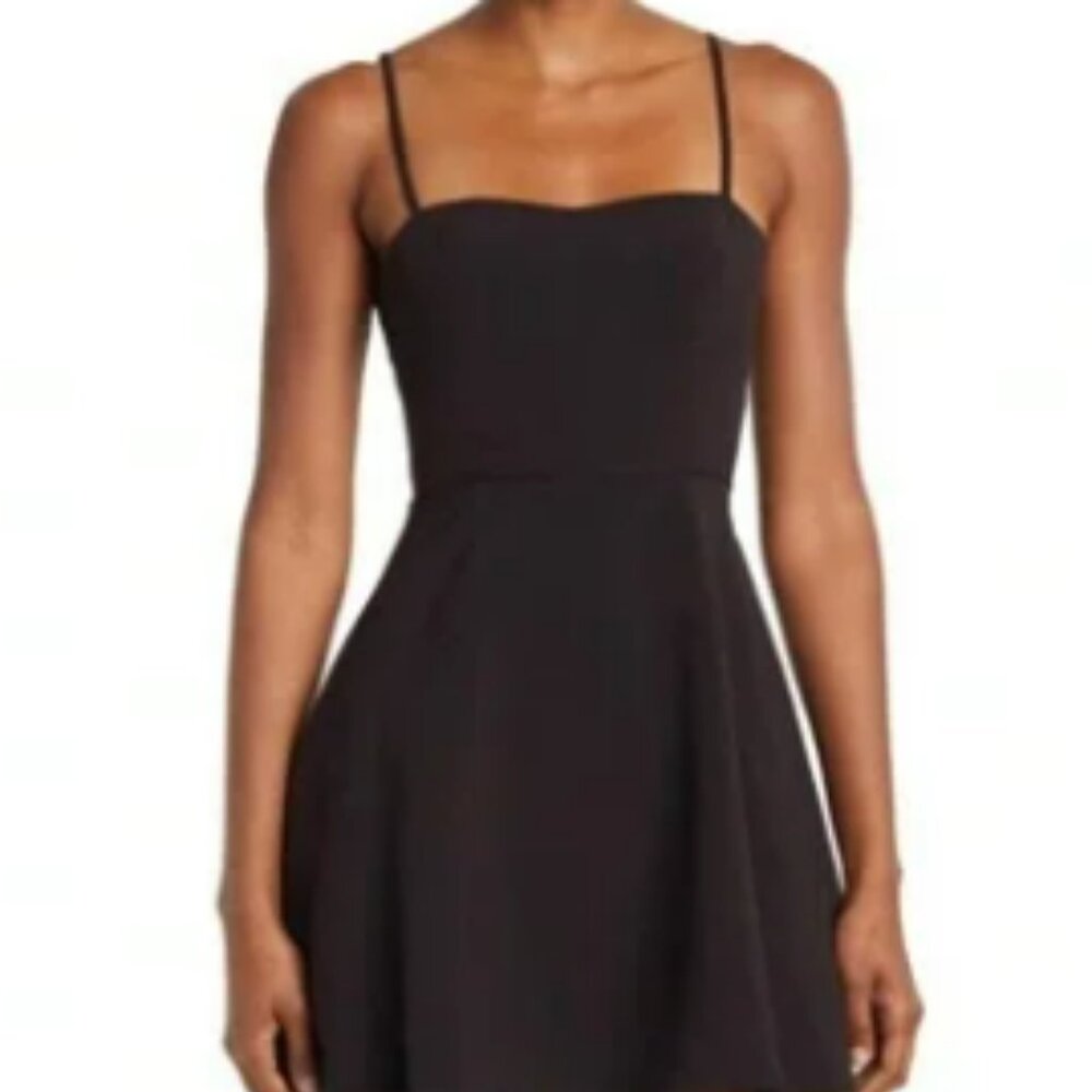 French Connection Whisper Sweetheart Fit & Flare Minidress black short dress